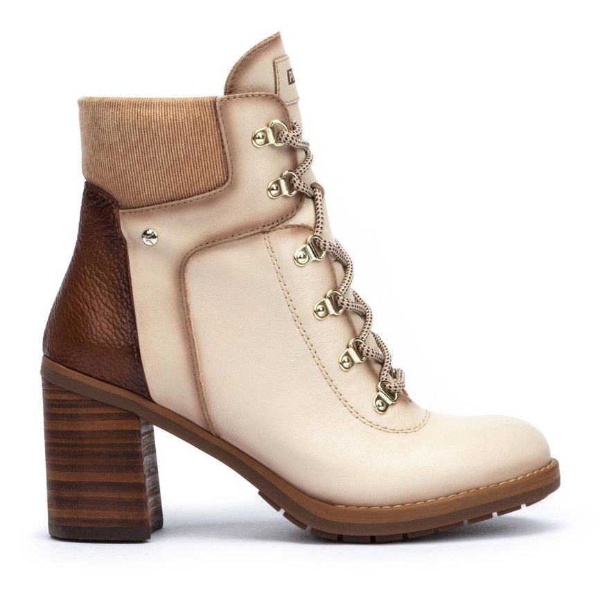 Cream / Brown Pikolinos POMPEYA Women\'s Ankle Boots | ZRQE24T13