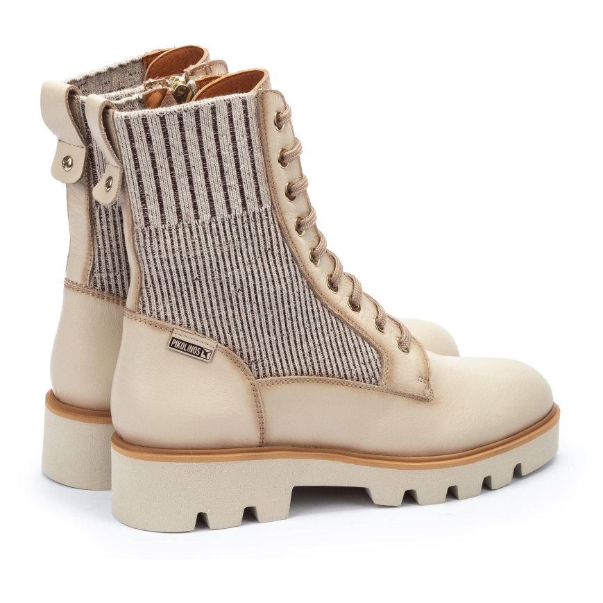 Cream Pikolinos SALAMANCA Women's Ankle Boots | BCNA6T497