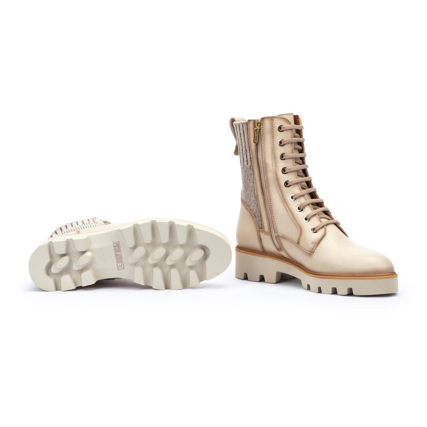 Cream Pikolinos SALAMANCA Women's Ankle Boots | BCNA6T497