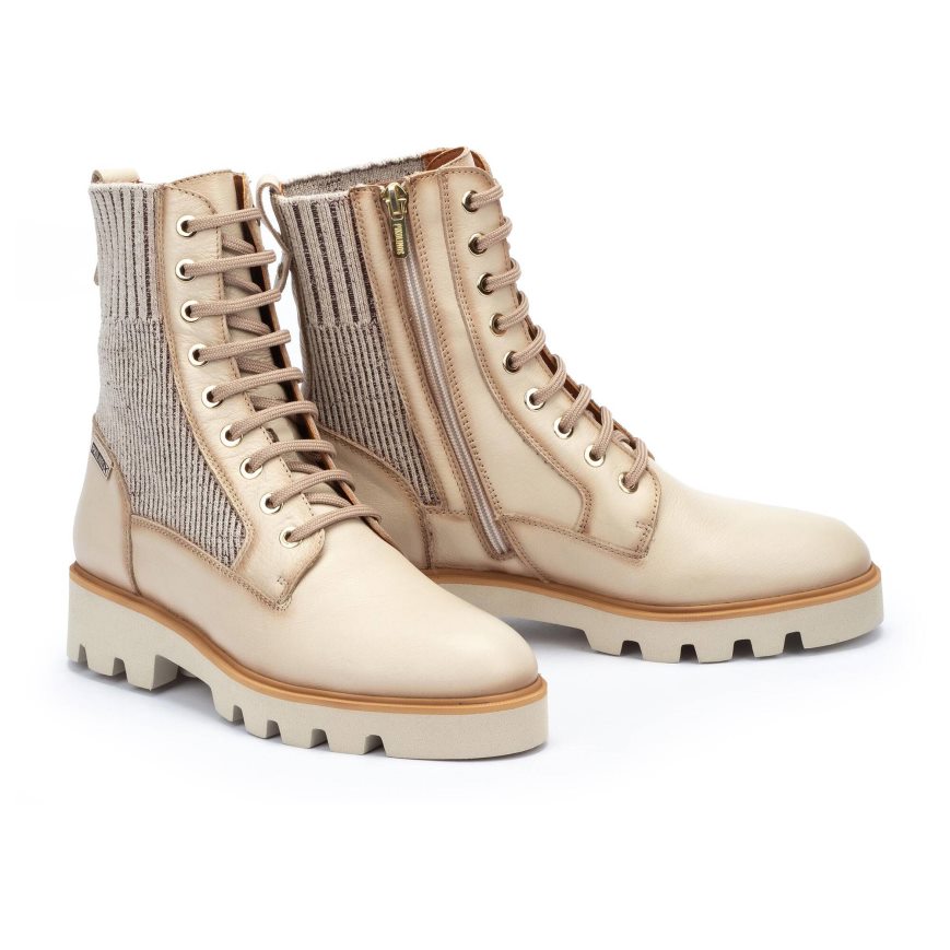 Cream Pikolinos SALAMANCA Women's Ankle Boots | BCNA6T497