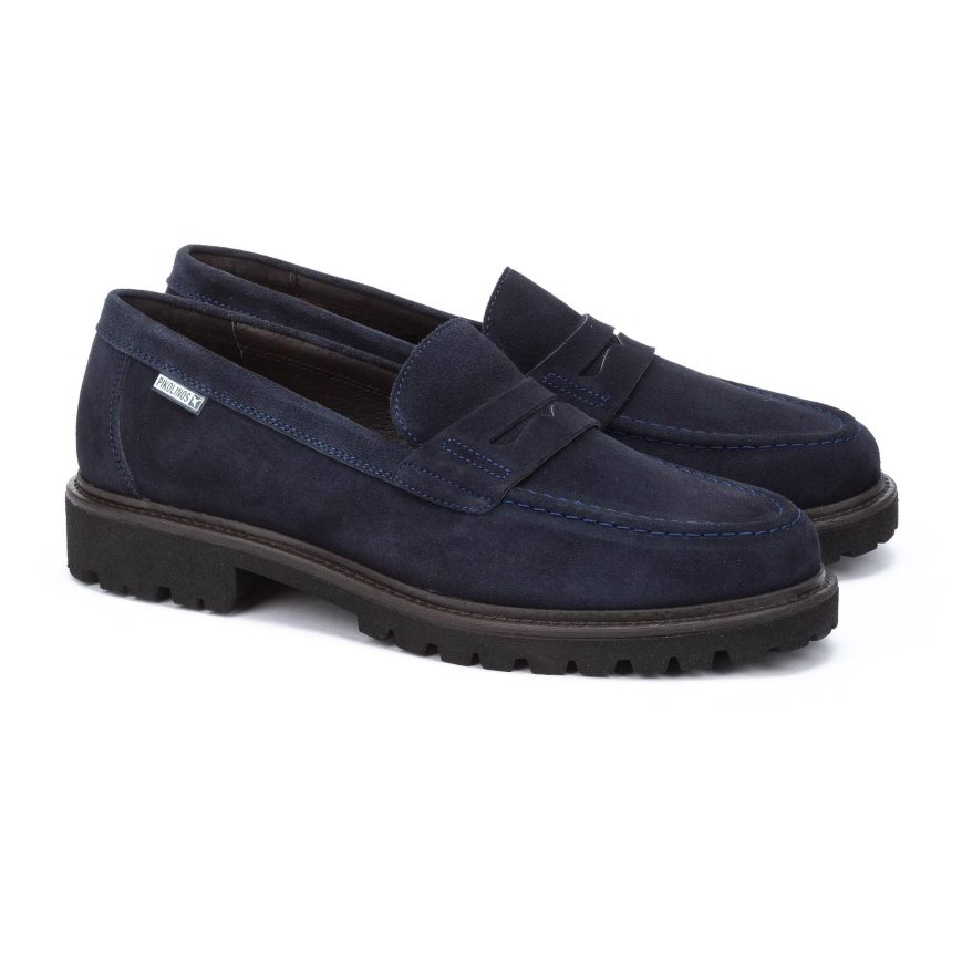 Dark Blue Pikolinos TOLEDO Men's Moccasins | JOIM93460