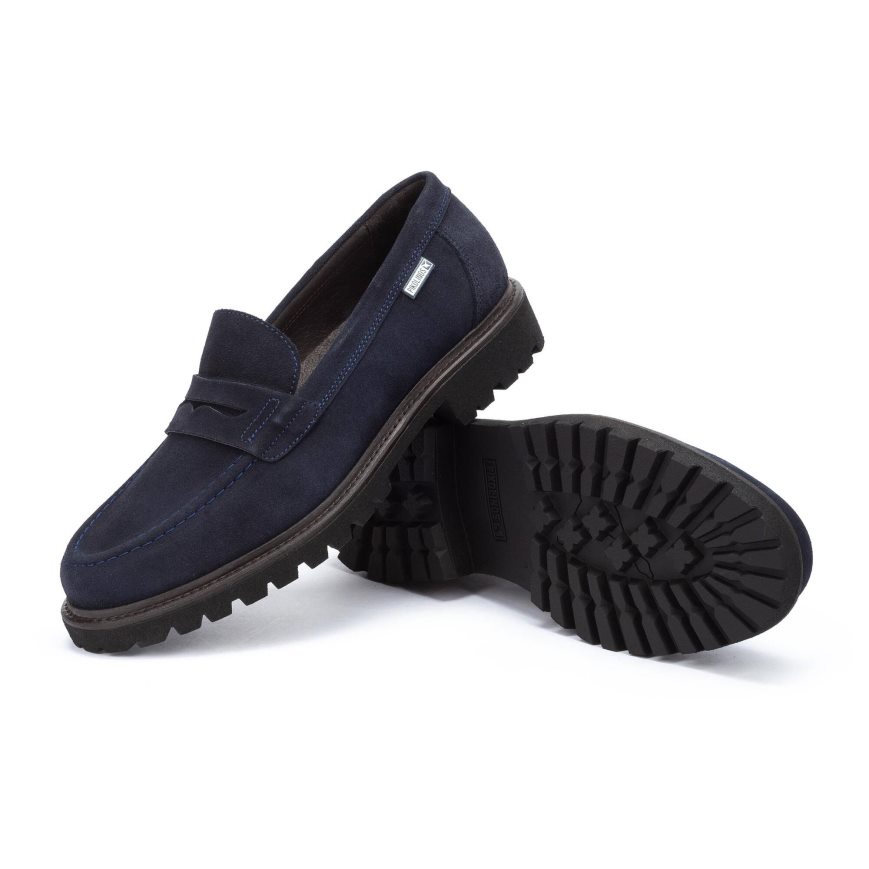 Dark Blue Pikolinos TOLEDO Men's Moccasins | JOIM93460