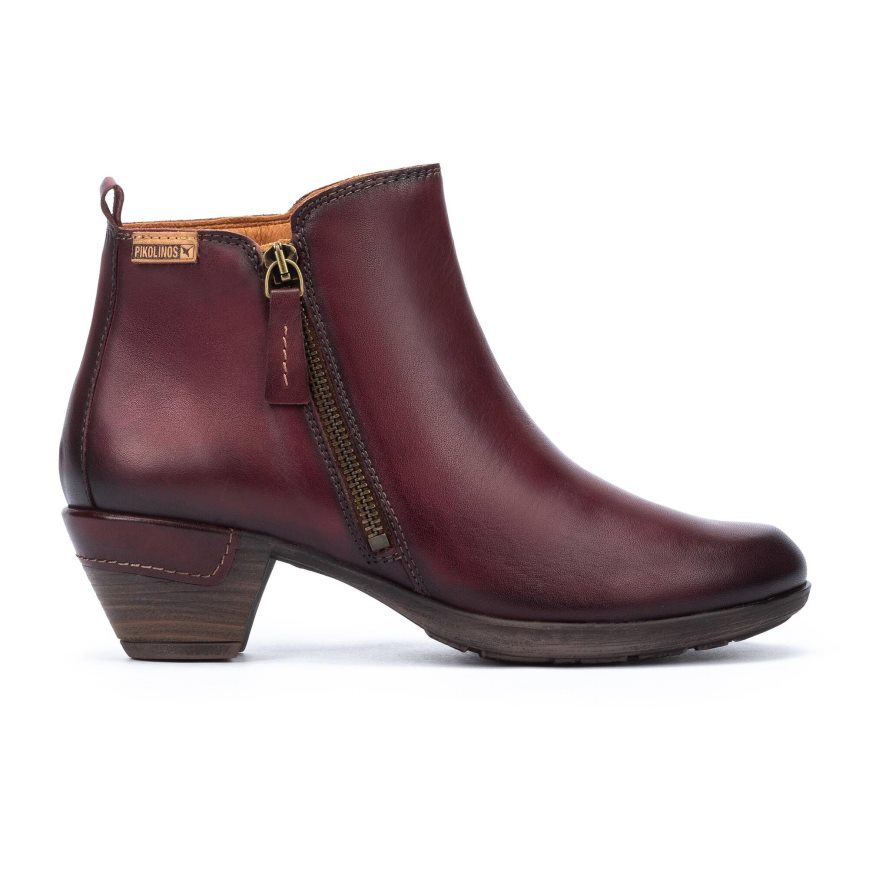 Dark Red Pikolinos ROTTERDAM Women\'s Ankle Boots | JCQR962T1