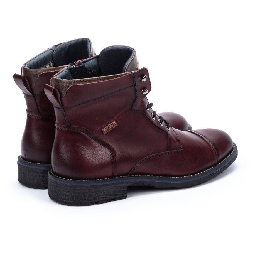 Dark Red Pikolinos YORK Men's Ankle Boots | O1BY69370