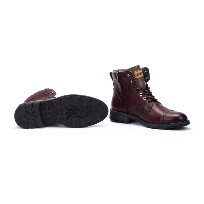 Dark Red Pikolinos YORK Men's Ankle Boots | O1BY69370