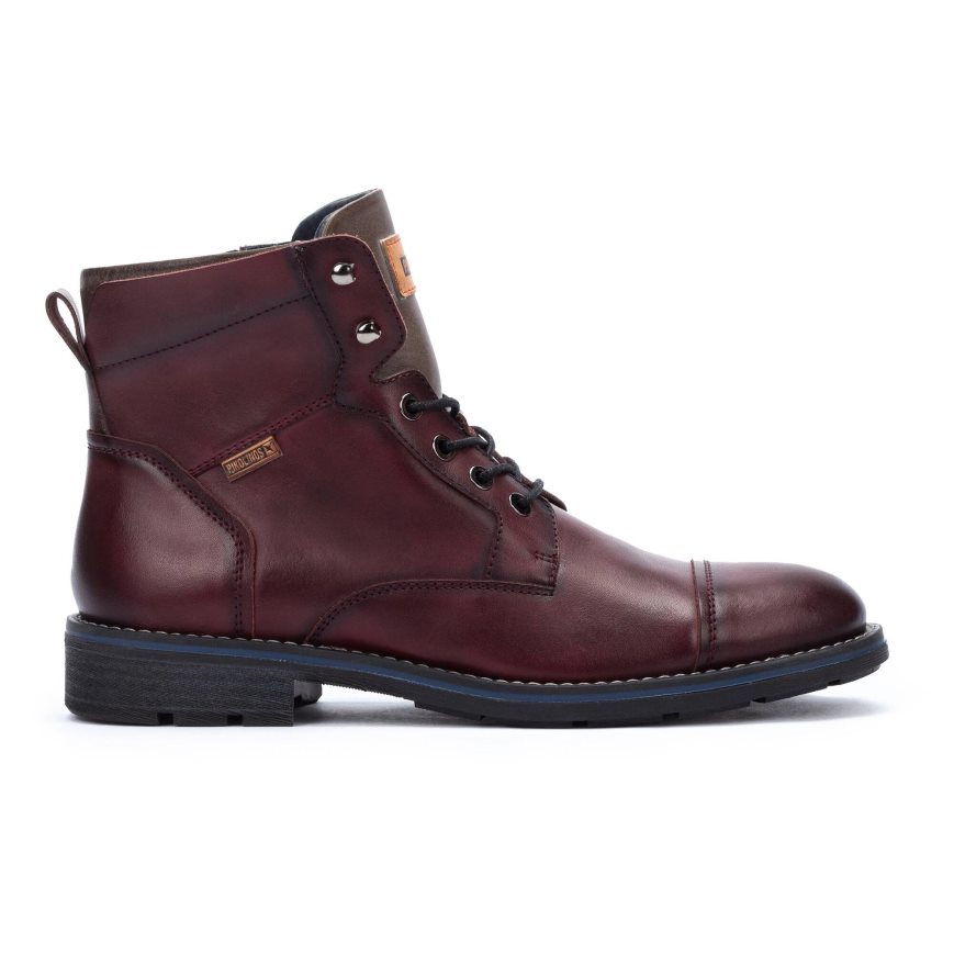 Dark Red Pikolinos YORK Men\'s Ankle Boots | O1BY69370