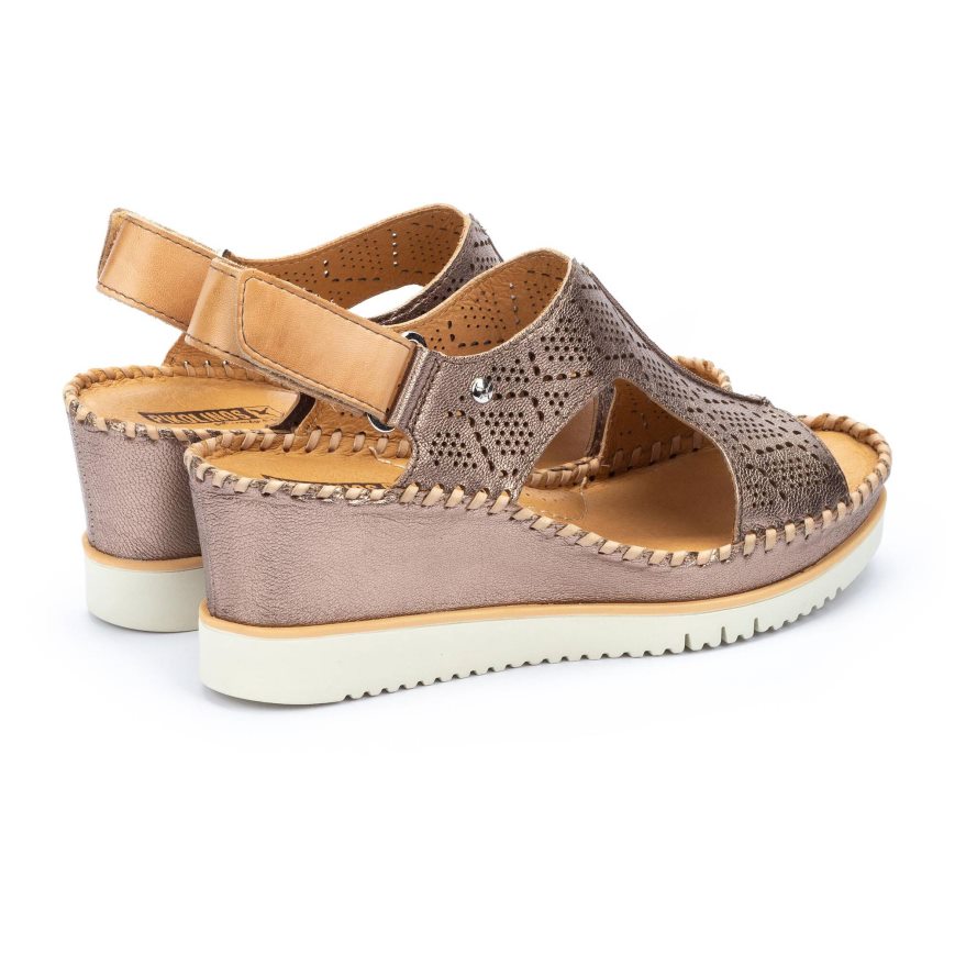 Gold Pikolinos AGUADULCE Women's Wedge Sandals | SGJA82703