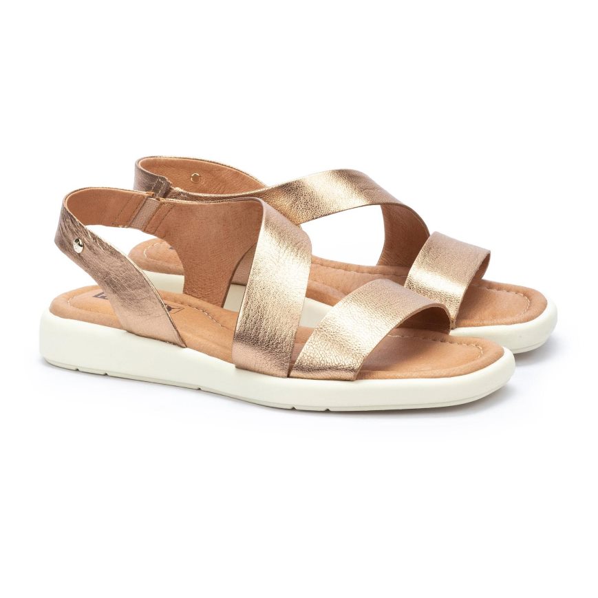 Gold Pikolinos CALELLA Women's Sandals | NOE173189