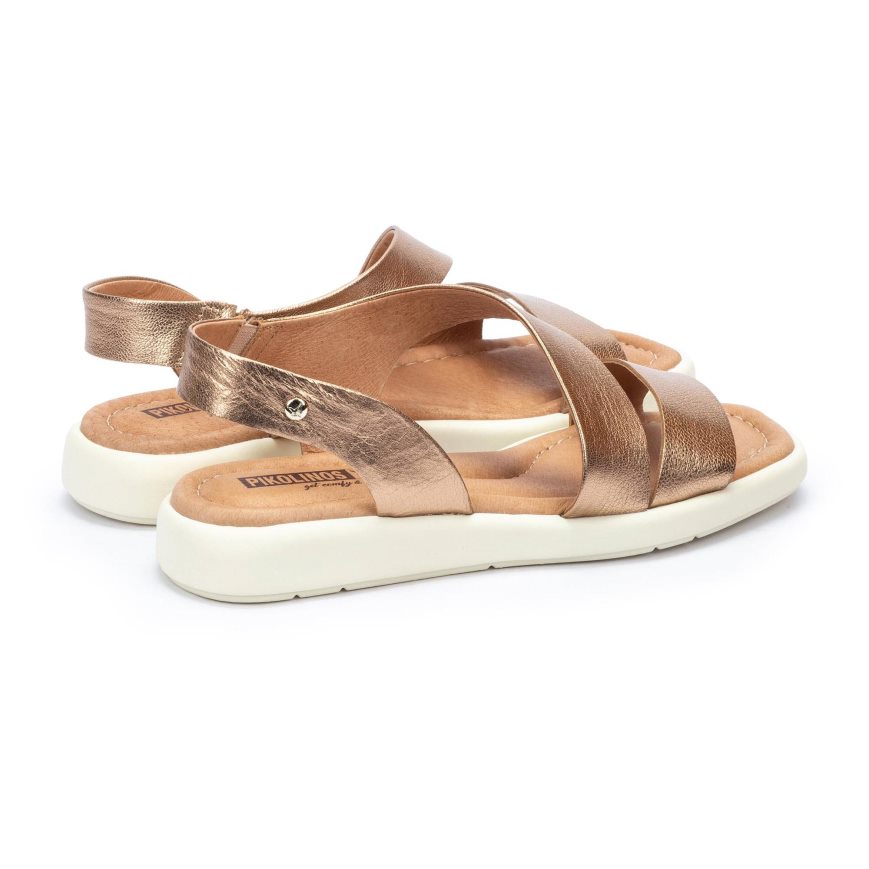 Gold Pikolinos CALELLA Women's Sandals | NOE173189