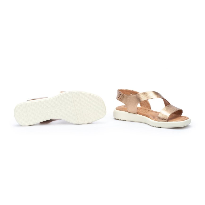 Gold Pikolinos CALELLA Women's Sandals | NOE173189