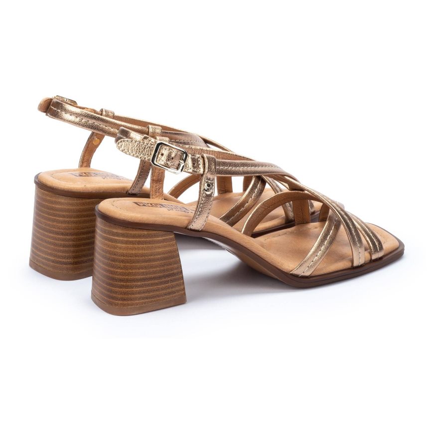 Gold Pikolinos MORELLA Women's Heels Sandals | RMNE31702