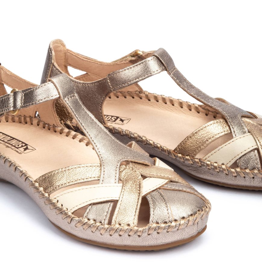 Gold Pikolinos P. VALLARTA Women's Sandals | YFXR73140