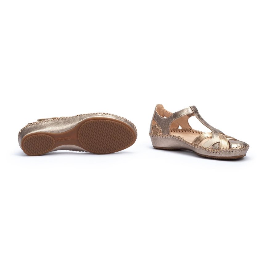 Gold Pikolinos P. VALLARTA Women's Sandals | YFXR73140