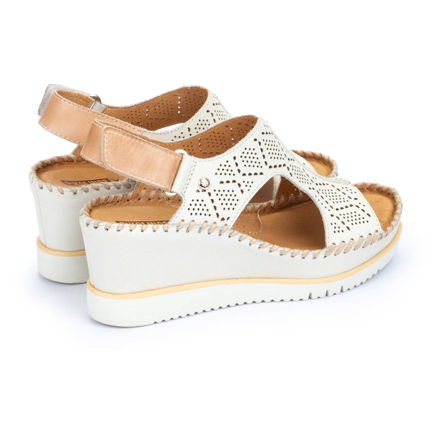 White Pikolinos AGUADULCE Women's Wedge Sandals | CNFO4861T