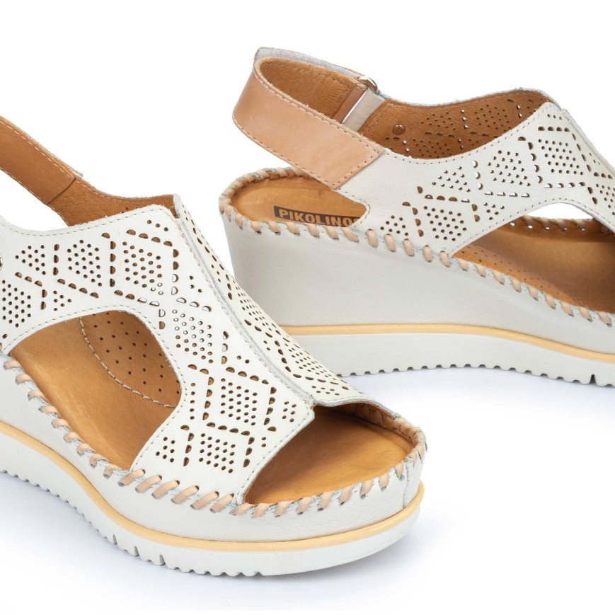 White Pikolinos AGUADULCE Women's Wedge Sandals | CNFO4861T