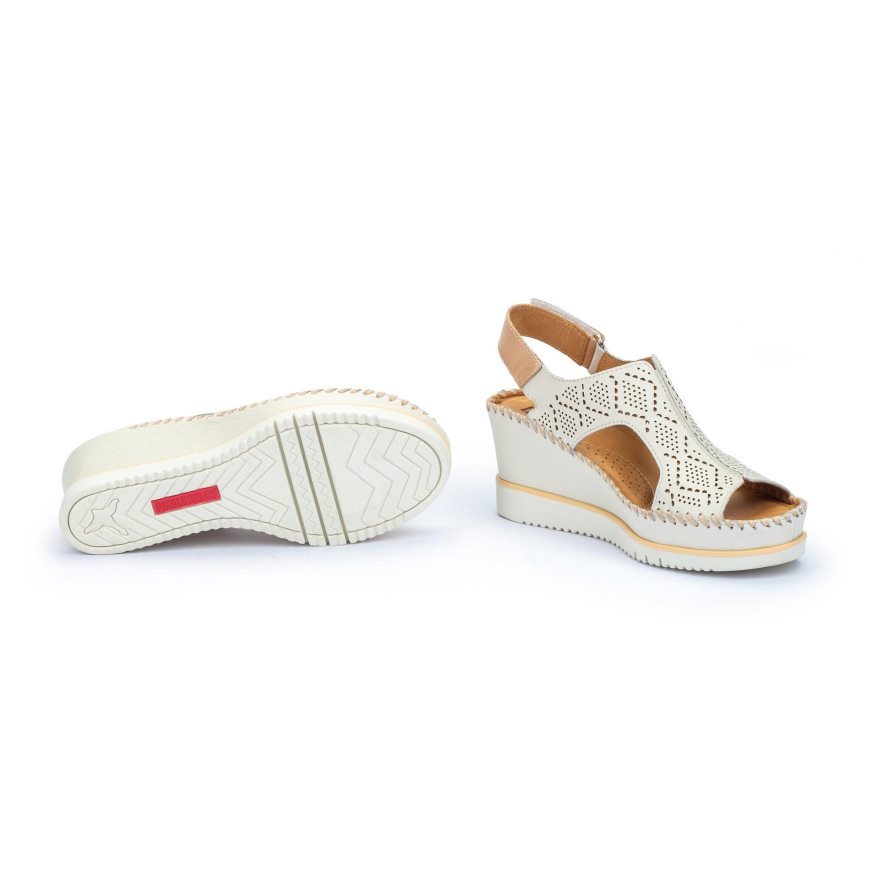 White Pikolinos AGUADULCE Women's Wedge Sandals | CNFO4861T