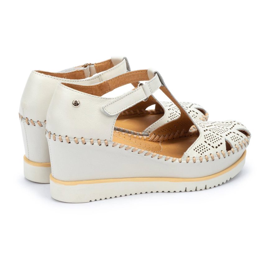 White Pikolinos AGUADULCE Women's Wedge Sandals | U1AW72819