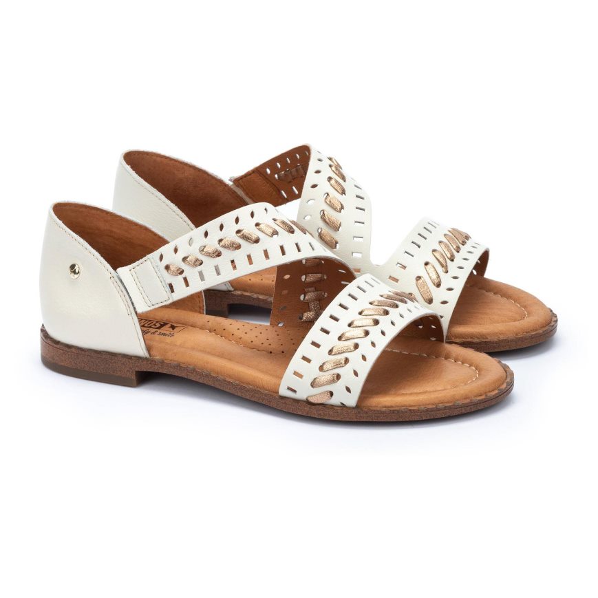 White Pikolinos ALGAR Women's Flat Sandals | ZHVP096T4