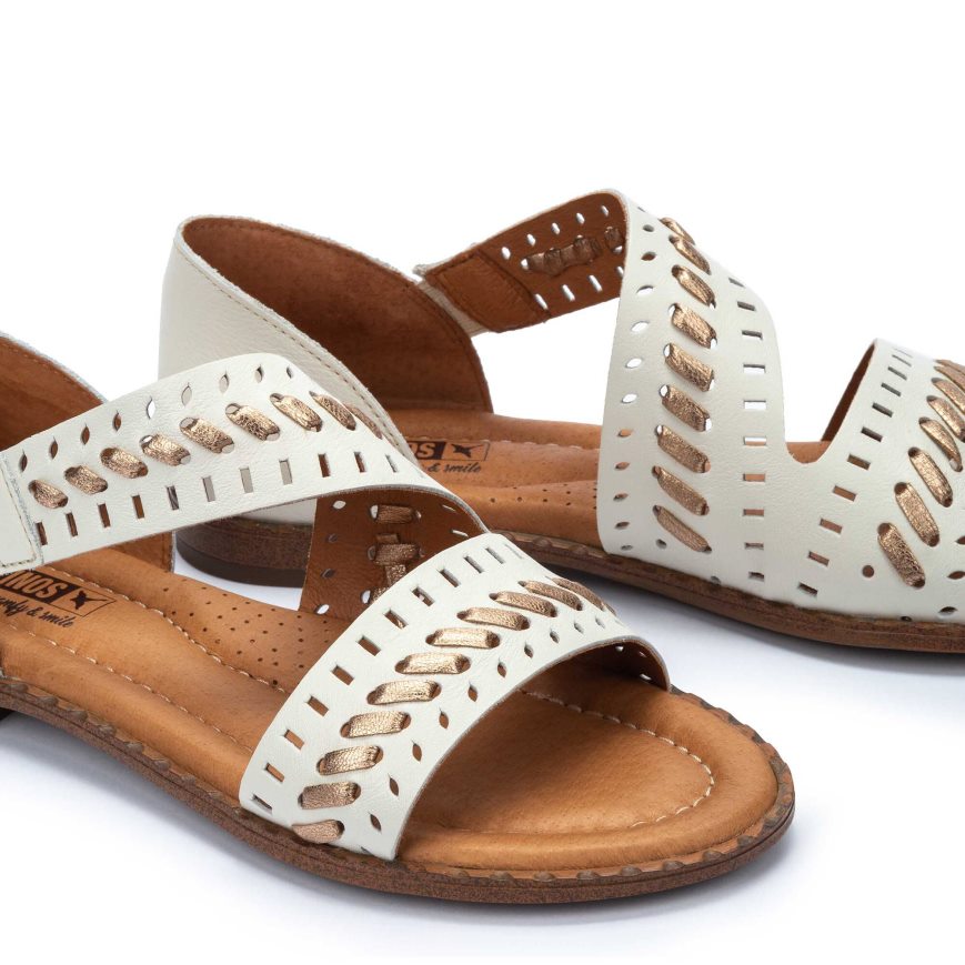 White Pikolinos ALGAR Women's Flat Sandals | ZHVP096T4