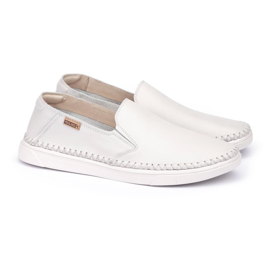 White Pikolinos ALICANTE Men's Moccasins | SNDG83470