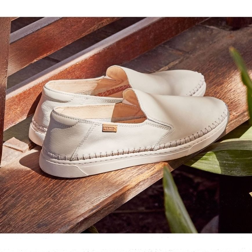 White Pikolinos ALICANTE Men's Moccasins | SNDG83470