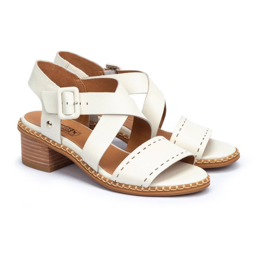 White Pikolinos BLANES Women's Heels Sandals | ELHV71648