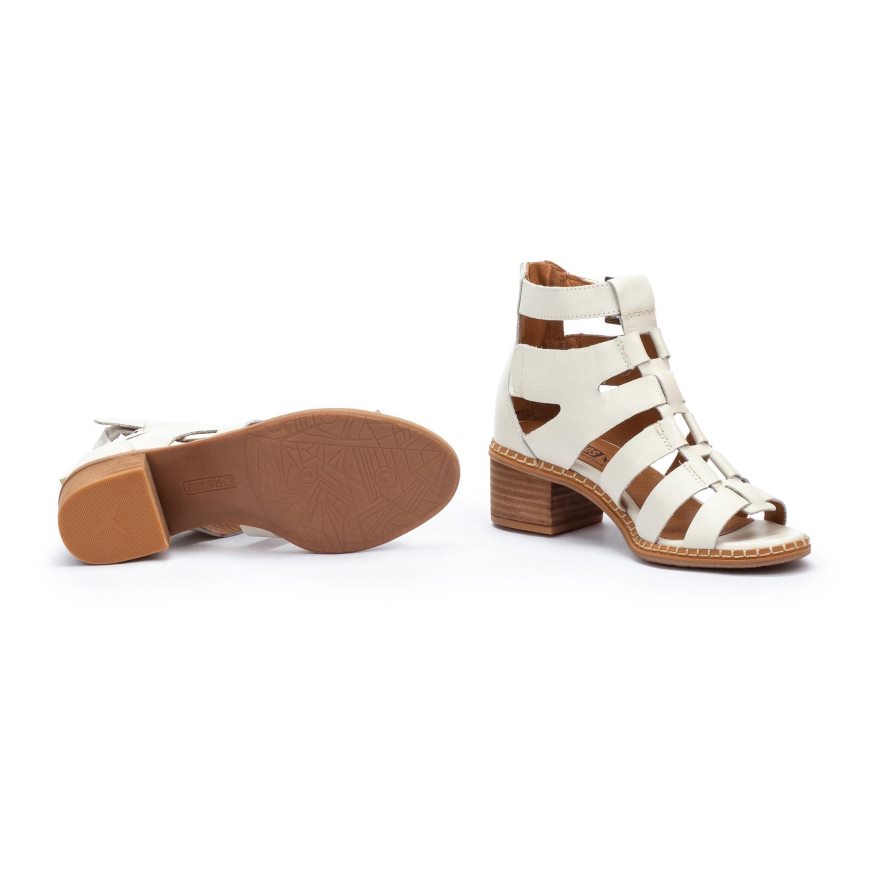 White Pikolinos BLANES Women's Heels Sandals | FSVR36790