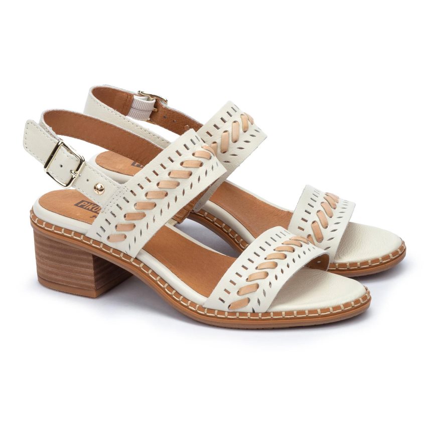 White Pikolinos BLANES Women's Heels Sandals | NCDA7691T