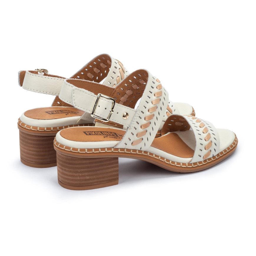 White Pikolinos BLANES Women's Heels Sandals | NCDA7691T