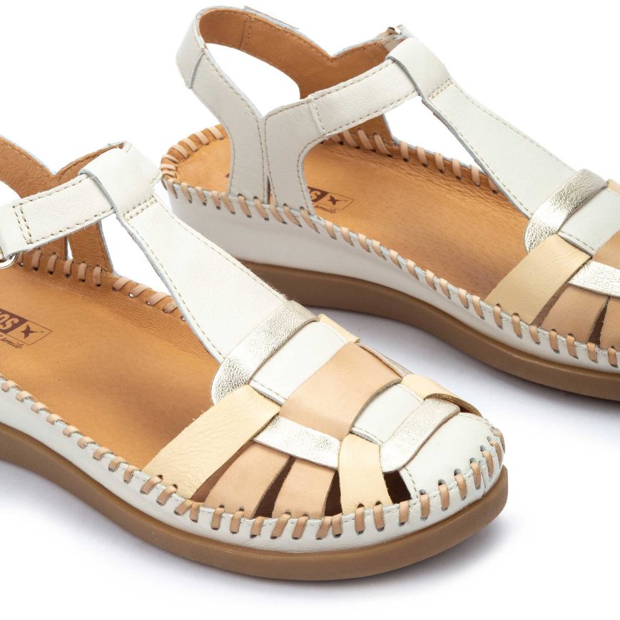 White Pikolinos CADAQUES Women's Wedge Sandals | NZVW68012