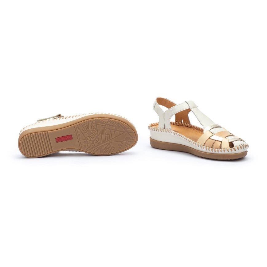 White Pikolinos CADAQUES Women's Wedge Sandals | NZVW68012