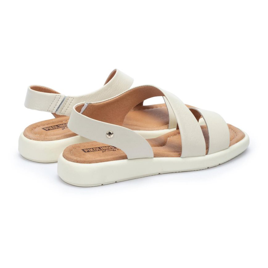 White Pikolinos CALELLA Women's Flat Sandals | VFXN306T7