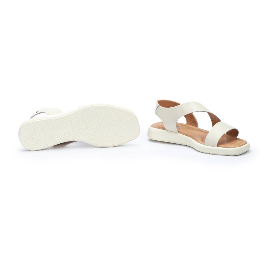 White Pikolinos CALELLA Women's Flat Sandals | VFXN306T7