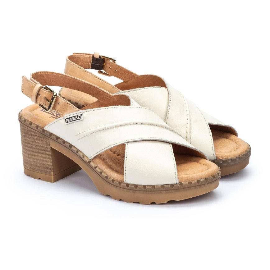 White Pikolinos CANARIAS Women's Heels Sandals | NUTV93678