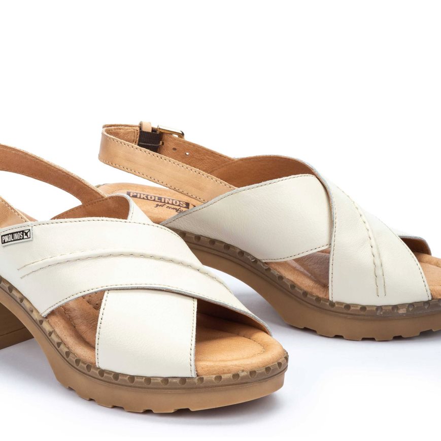 White Pikolinos CANARIAS Women's Heels Sandals | NUTV93678