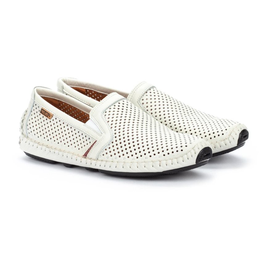 White Pikolinos JEREZ Men's Moccasins | MWCDT6497