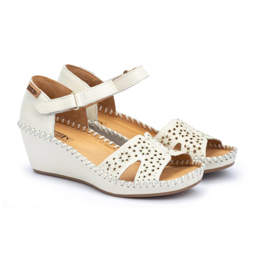 White Pikolinos MARGARITA Women's Wedge Sandals | WTEQ8T473