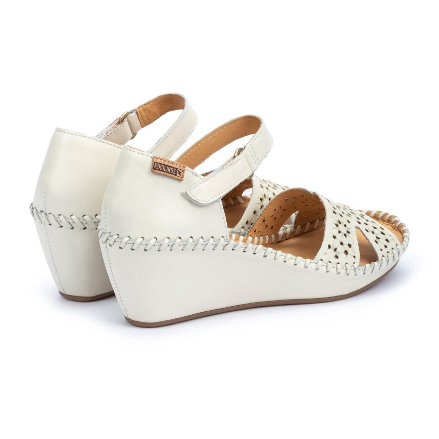 White Pikolinos MARGARITA Women's Wedge Sandals | WTEQ8T473