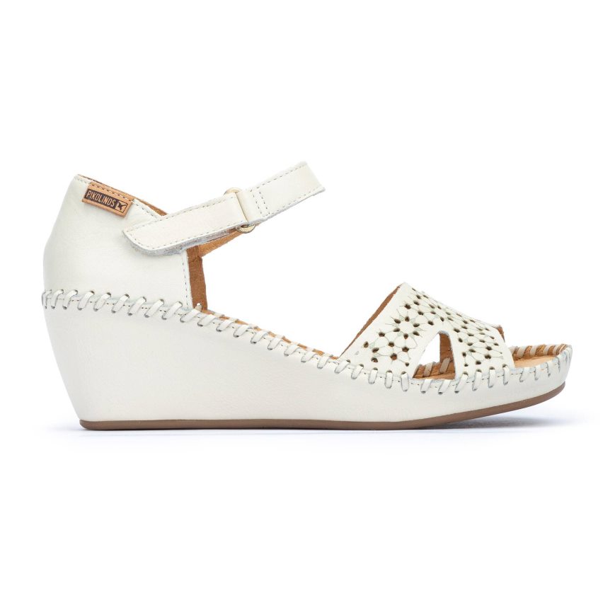 White Pikolinos MARGARITA Women\'s Wedge Sandals | WTEQ8T473