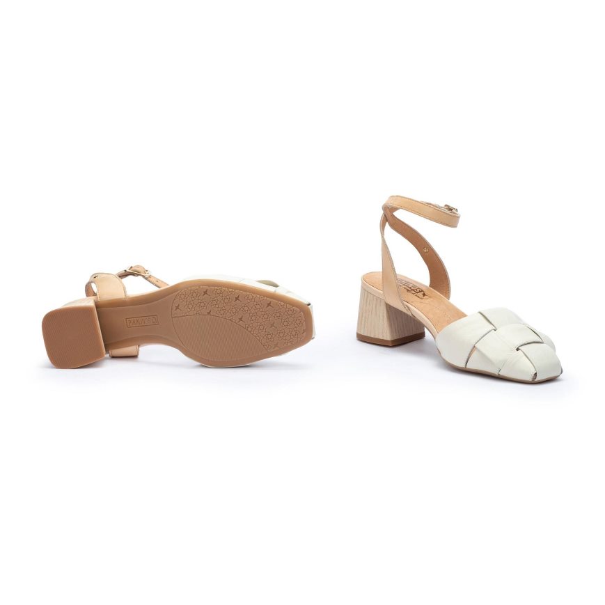 White Pikolinos MURCIA Women's Heels Sandals | 1NST64879