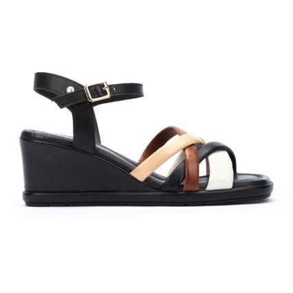 Black Pikolinos TEULADA Women's Wedge Sandals | VDJZ67018