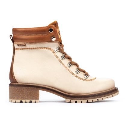 Cream / Brown Pikolinos ASPE Women's Ankle Boots | ETSC31784